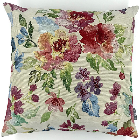 Housse de coussin tapisserie FLEURS PASTEL