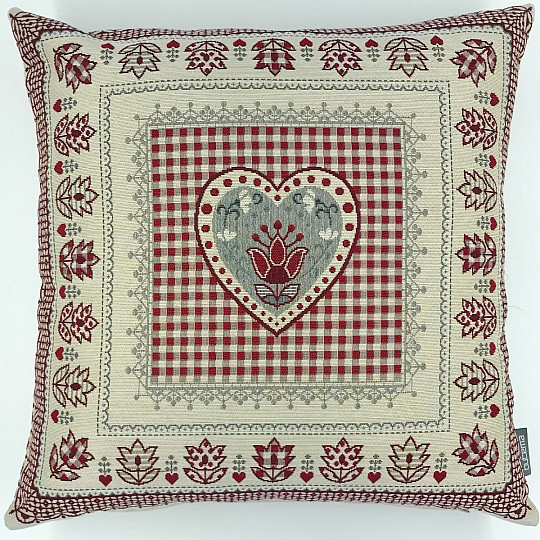 Housse de coussin tapisserie COEUR DENTELLE
