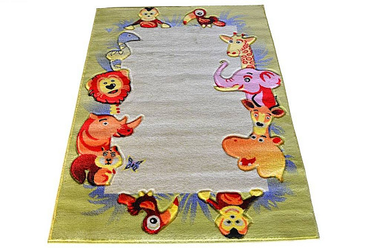 Tapis enfant KIDS SAFARI vert-crème