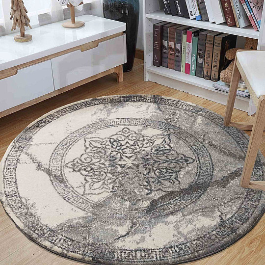 Tapis moderne cercle VISTA BLANC GRIS