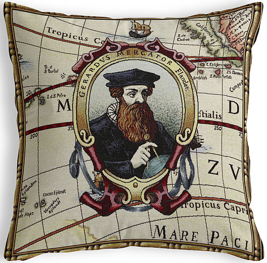 Grande housse de coussin tapisserie GERHARD MERCATOR