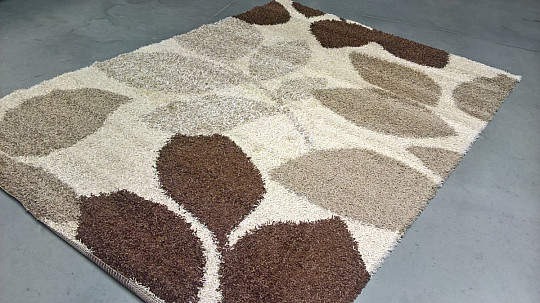 Tapis en pièces SHAGGY EXTRA feuilles beige