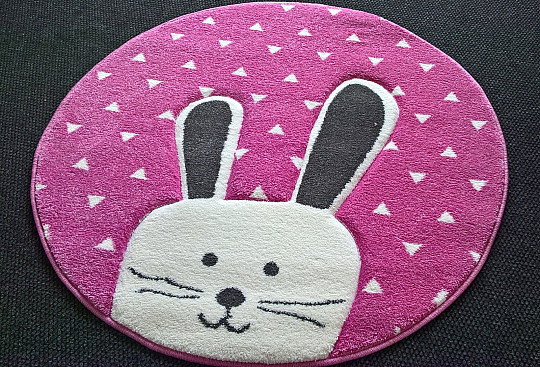 Tapis rond enfant PASTEL Bunny rose