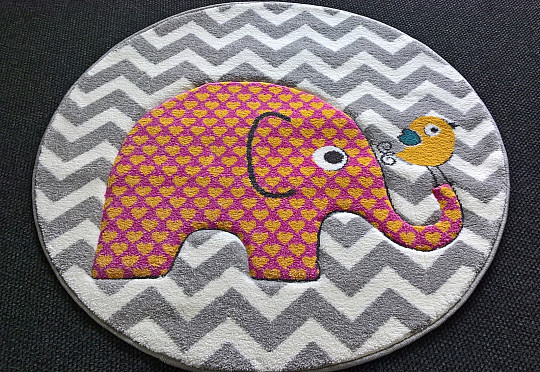 Tapis rond enfant PASTEL Éléphants