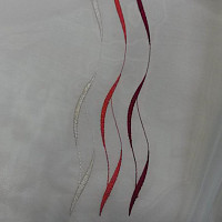 Rideau en voile avec broderie rouge Gerster 195/0043