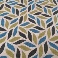 Tissu déco Coord feuilles vert-bleu
