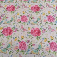 Tissu déco Fleurs et papillons