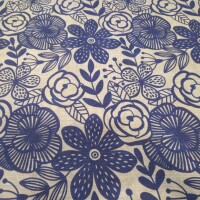 Tissu décoratif PIPO FLEUR BLEUE