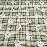 Tissu décoratif luxueux FLEURS ET DIAMANTS vert