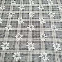 Tissu décoratif luxueux FLEURS ET CARREAUX gris