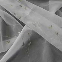Rideau de luxe brodé GERSTER 11545 blanc - vert