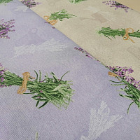 Tissu décoratif LAVANDE bouquet LILAS