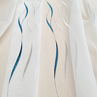Rideau de luxe brodé blanc - foncé. turquoise GERSTER 195/0800