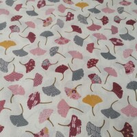 Tissu coton GINKO feuilles crème