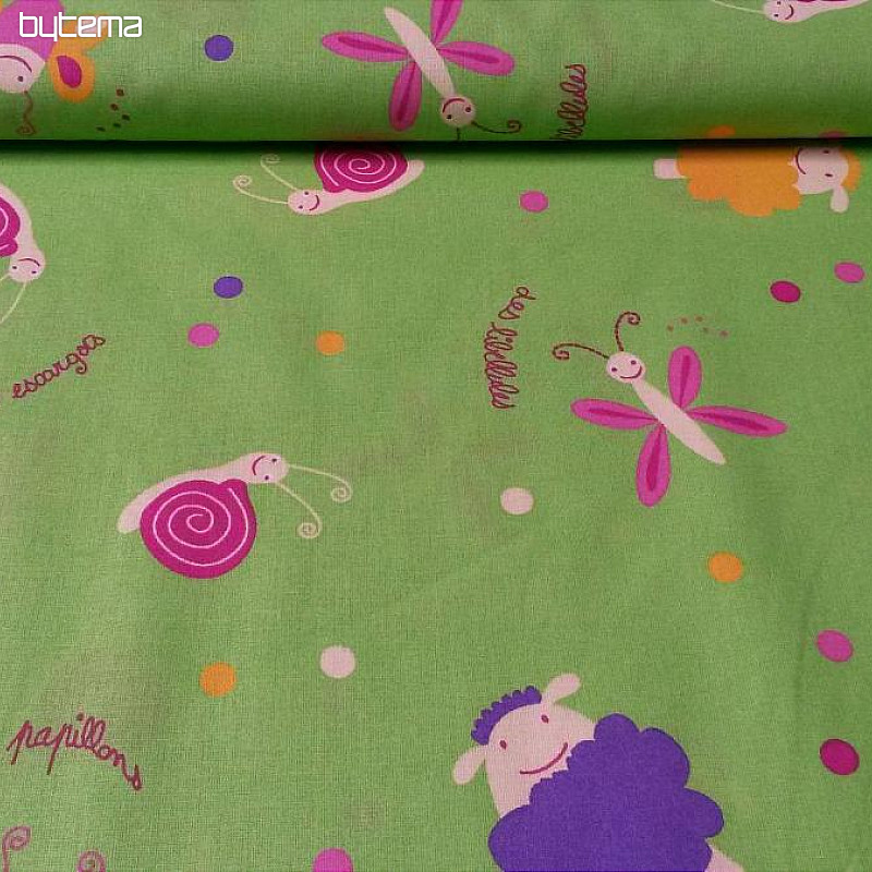 Tissu déco enfant en coton PAPILLONS