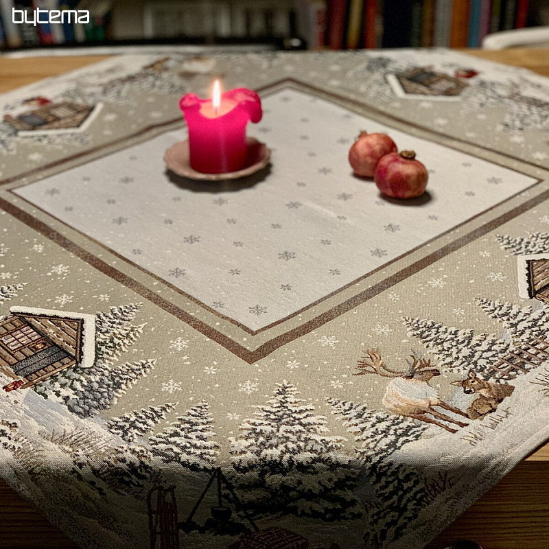 Nappe tapisserie, châle et dressage de table PAYSAGE D&#39;HIVER