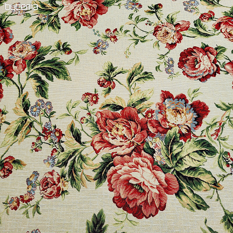 Tissu à tapisserie GRANDE ROSE CRÈME