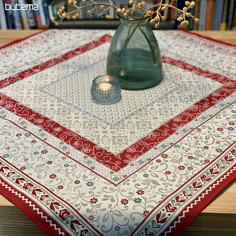Nappe et châle tapisserie FLEURS DANS UN CADRE