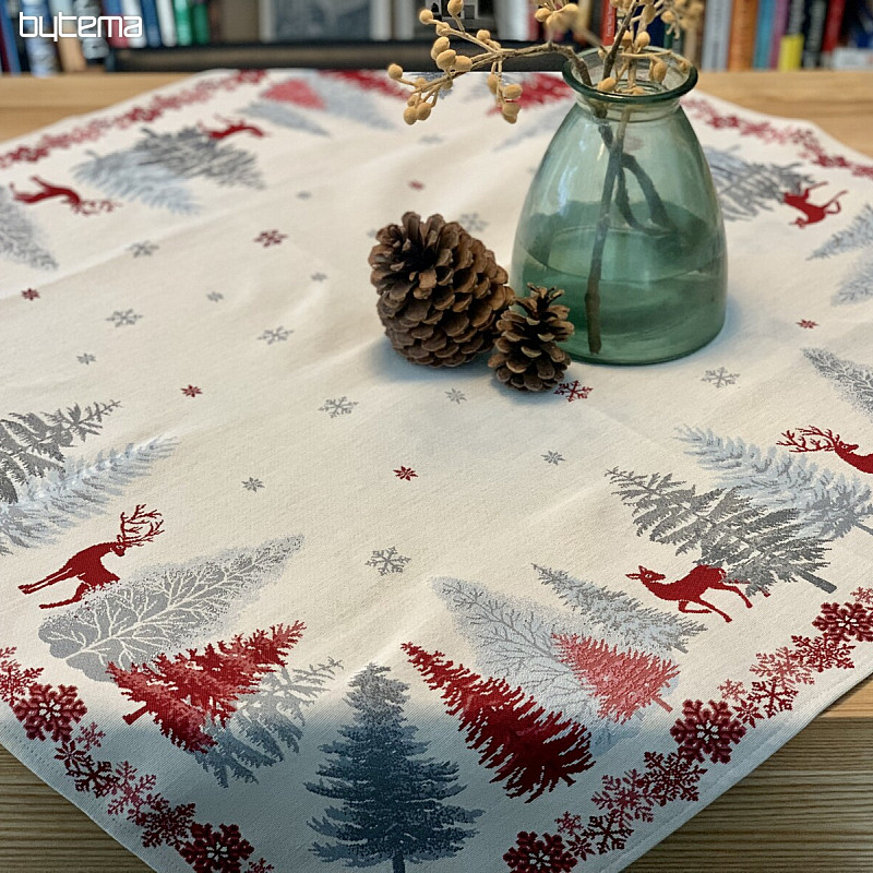 Nappes et foulards en tapisserie de Noël ARBRES AVEC CERF