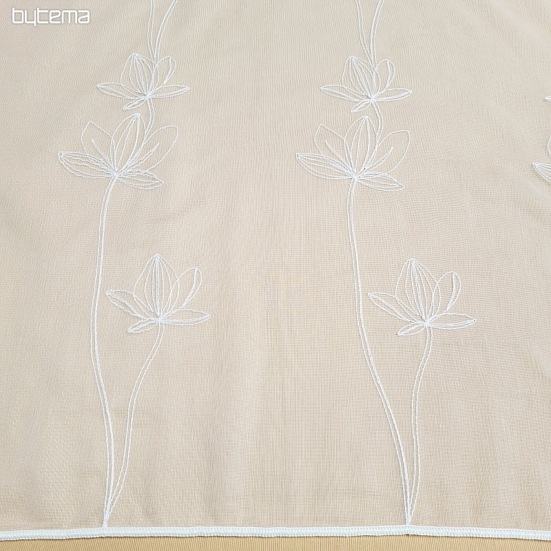 Rideau brodé luxueux BLANC AVEC FLEURS 11745/290