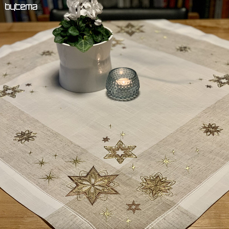 Nappe de Noël brodée, Châle Etoile