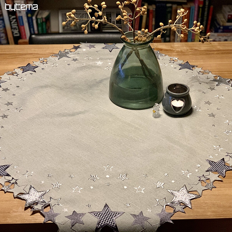 Nappe de Noël brodée étoile grise