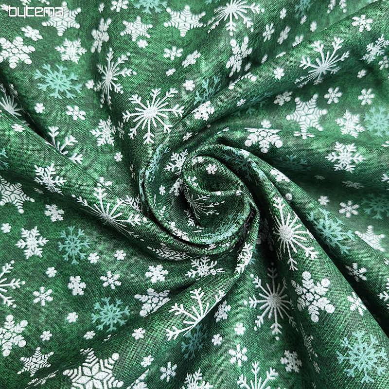 Tissu coton NOËL FLAKES VERTS II
