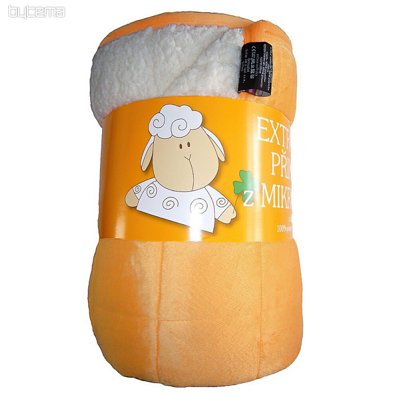 couverture microfibre EXTRA DOUCE MOUTON point orange clair