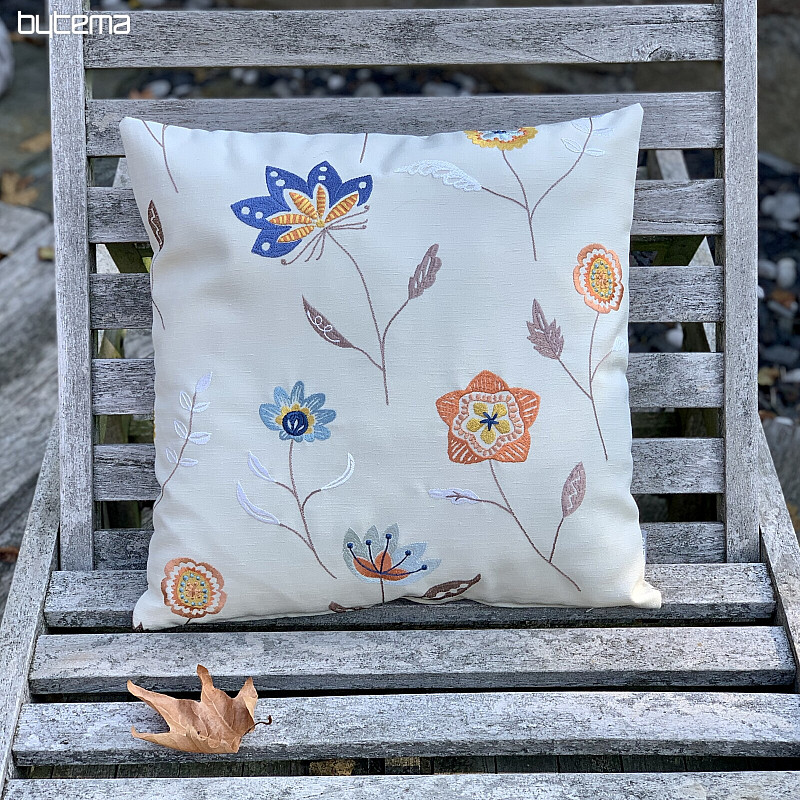 Housse de coussin brodée RICHMOND beige