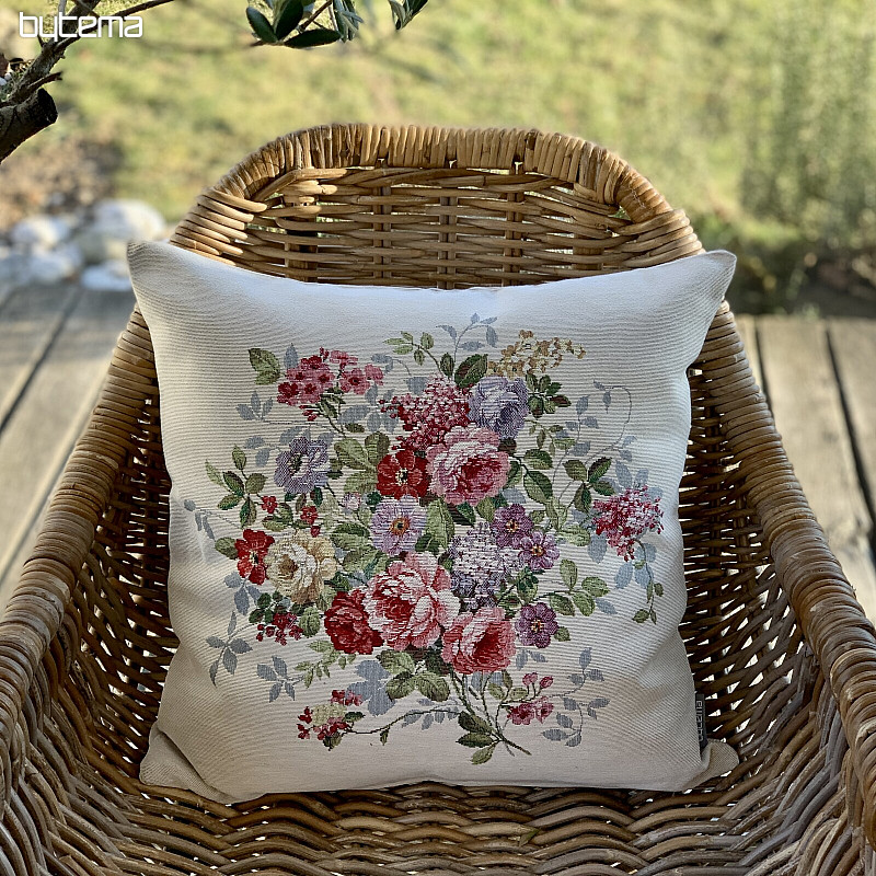 Housse de coussin tapisserie BOUQUET DE FLEURS