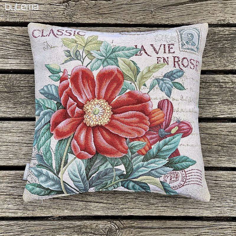 Taie d'oreiller tapisserie FLEUR - CARTE POSTALE ROUGE
