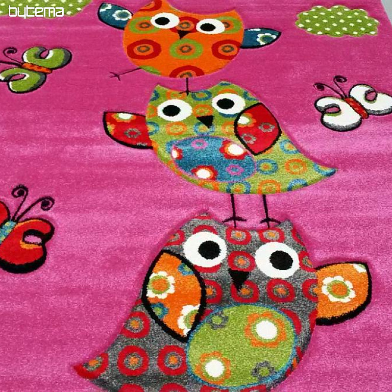 Tapis pièce enfant CHOUETTE et CHOUETTE rose
