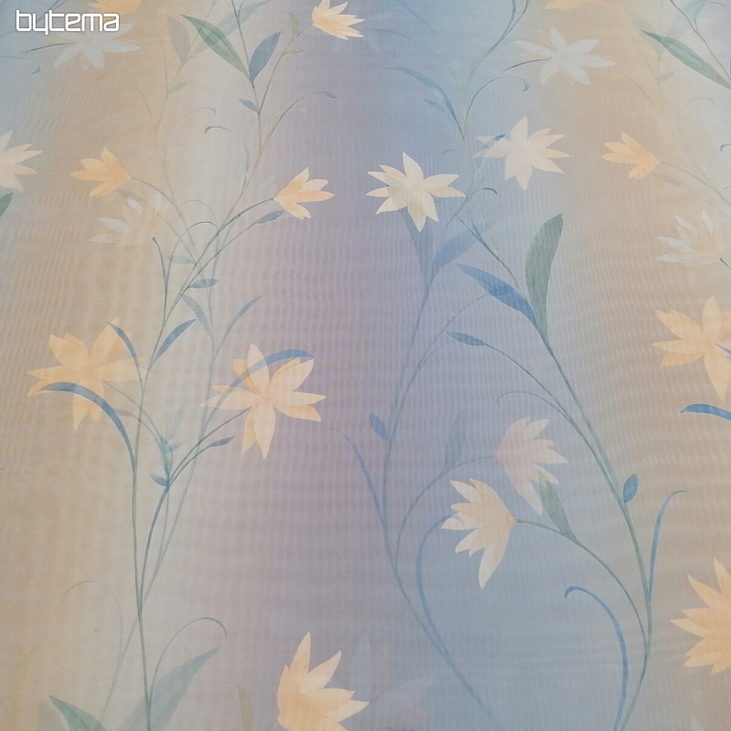 Rideau bleu clair avec des fleurs