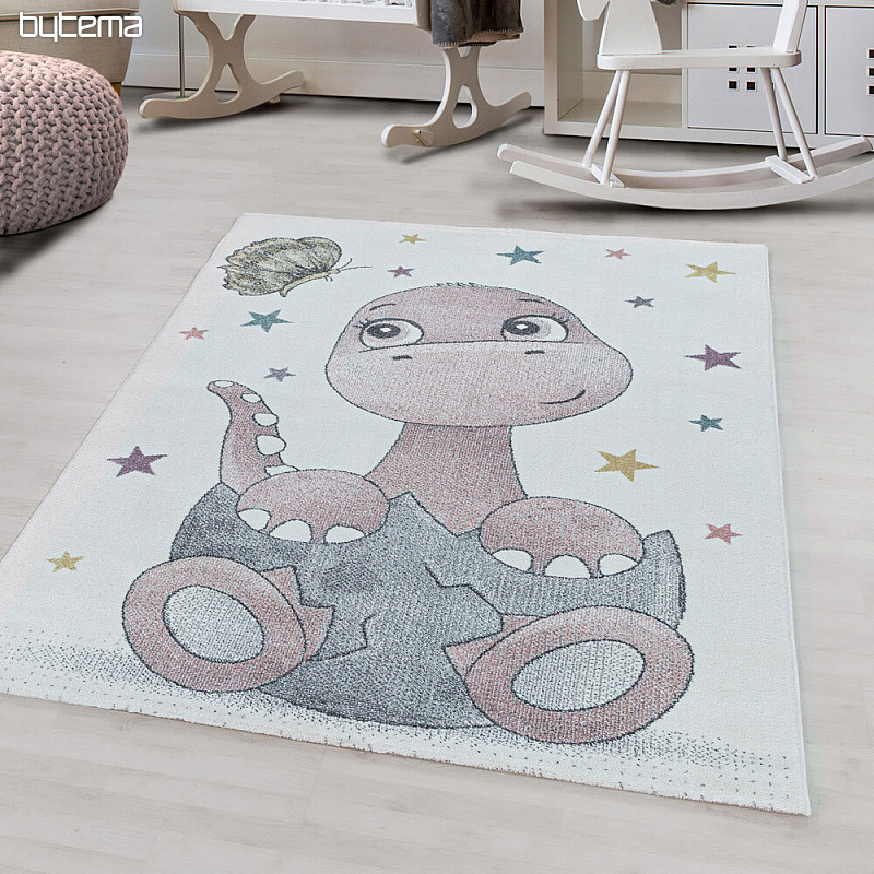 Tapis de luxe pour enfant FUNNY DINOSAURS ROSE