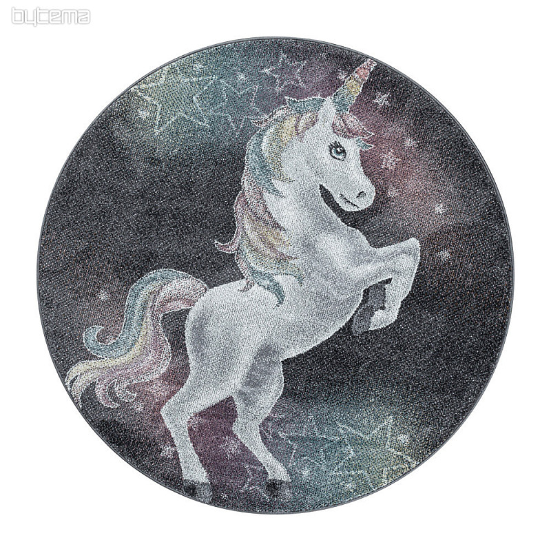 Tapis rond enfant FUNNY licorne gris