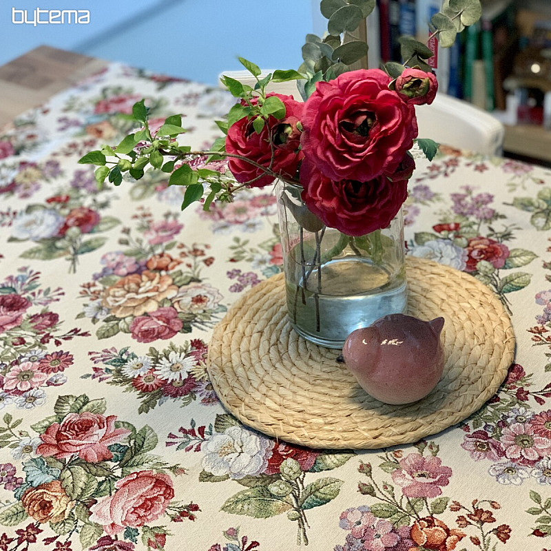 Nappe tapisserie, foulard Bouquet