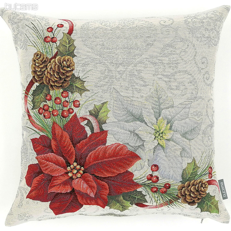 Housse tapisserie de Noël ROSE DE NOËL BLANCHE ET ROUGE