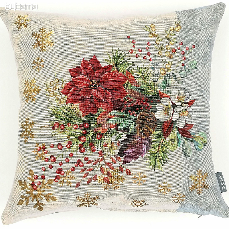 Couverture tapisserie de Noël BOUQUET DE NOËL À BANDE GRISE