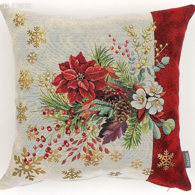 Couverture tapisserie de Noël BOUQUET DE NOËL À BANDE ROUGE