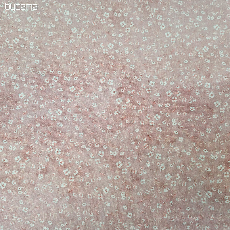 Tissu coton MONO MINI FLEUR ROSE