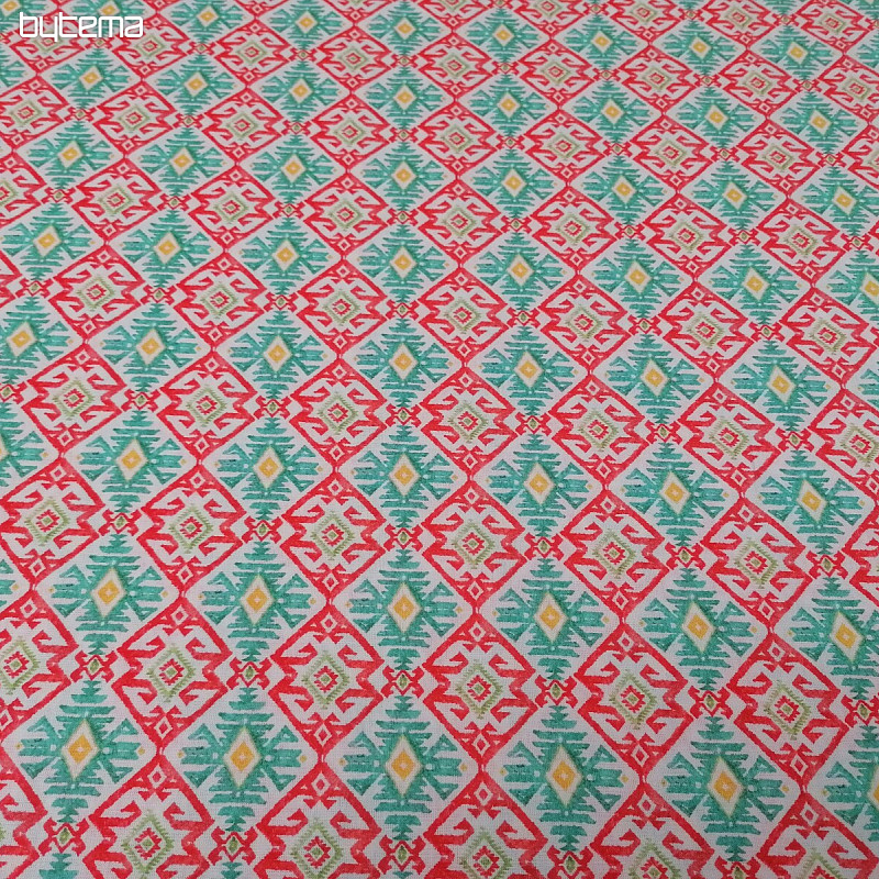 Tissu coton Diamants turquoise
