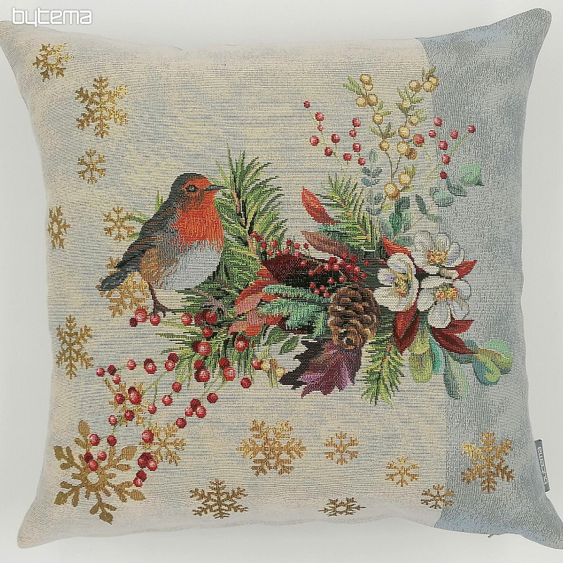 Housse tapisserie de Noël OISEAU DE NOËL À BANDE GRISE