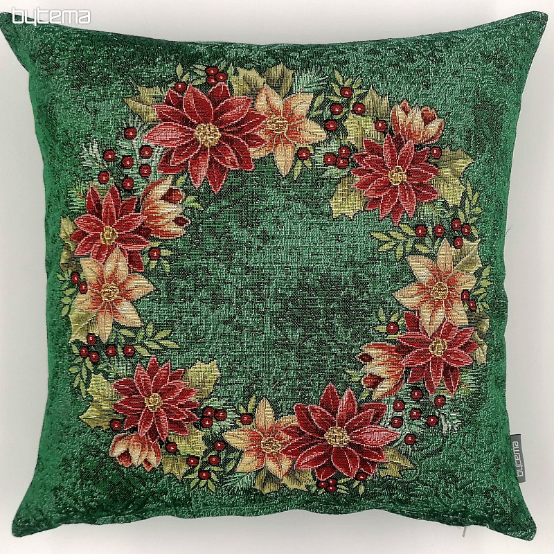 Couverture tapisserie de Noël CHRISTMAS ROSE-VERT HOLLY WREATH
