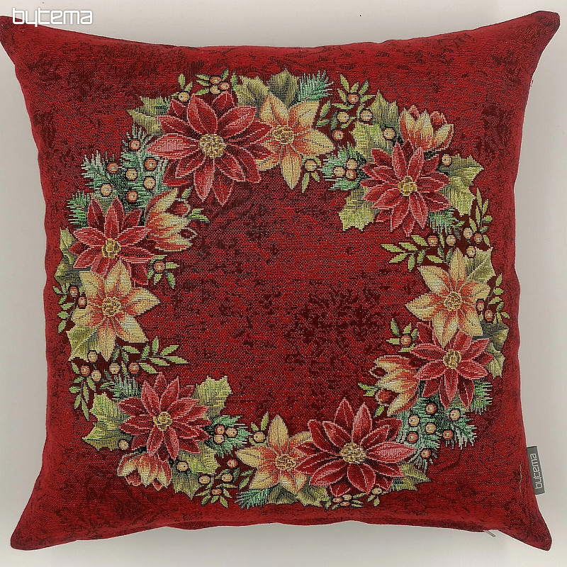 Housse de tapisserie de Noël ROSE DE NOËL - COURONNE DE HOUX ROUGE