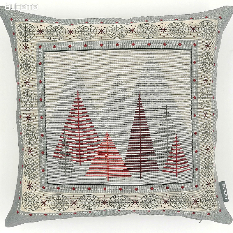 Housse tapisserie de Noël ARBRES GRIS-ROUGE