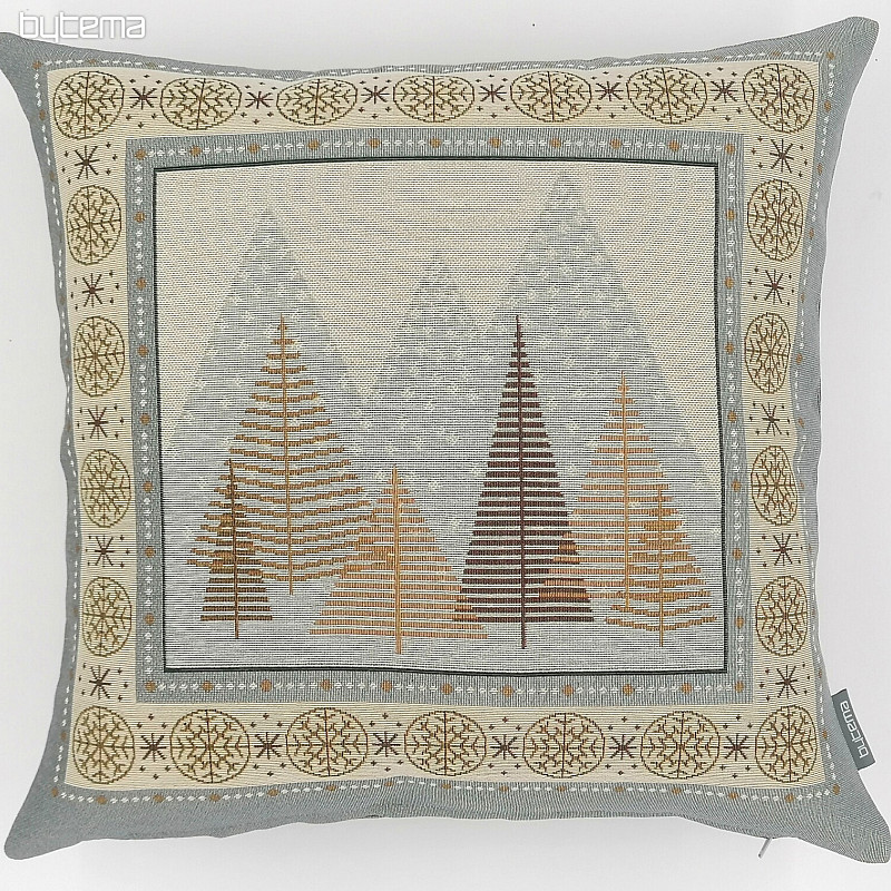 Housse tapisserie de Noël ARBRES GRIS-MARRON