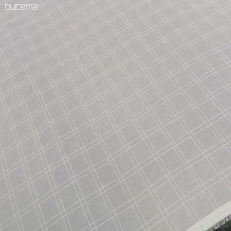 Rideau voilage carreaux blancs avec fil crème