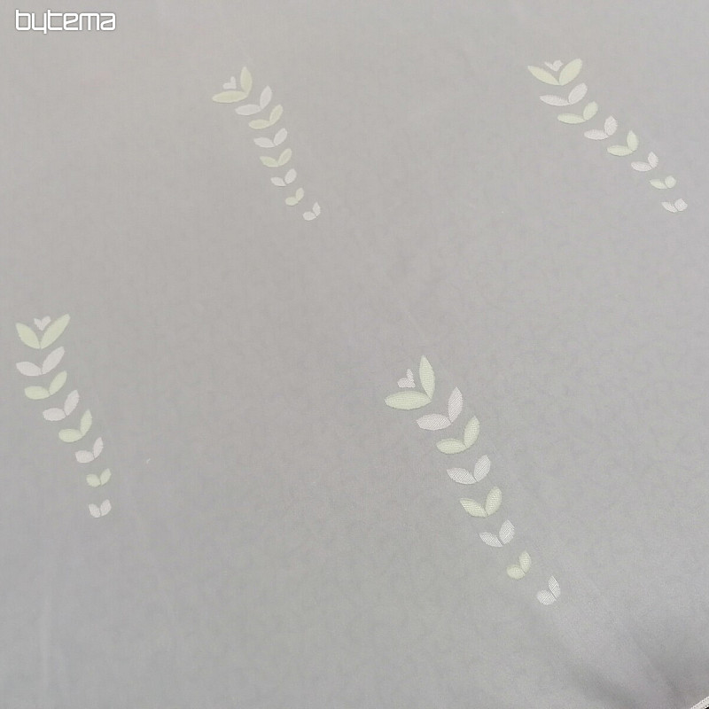 Rideau voilage blanc - feuilles vertes 12159