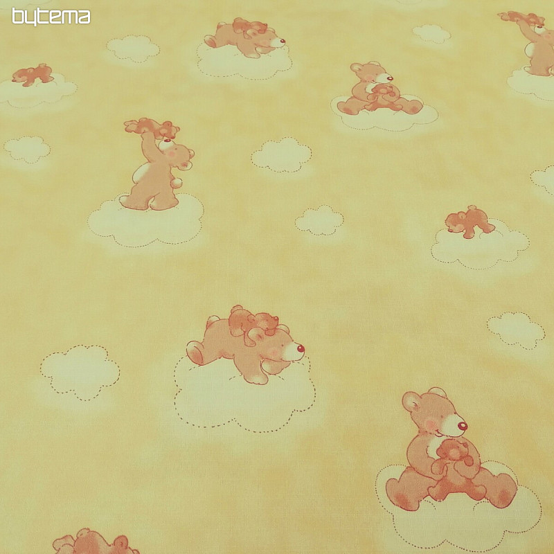 Tissu déco Ours sur un nuage - jaune