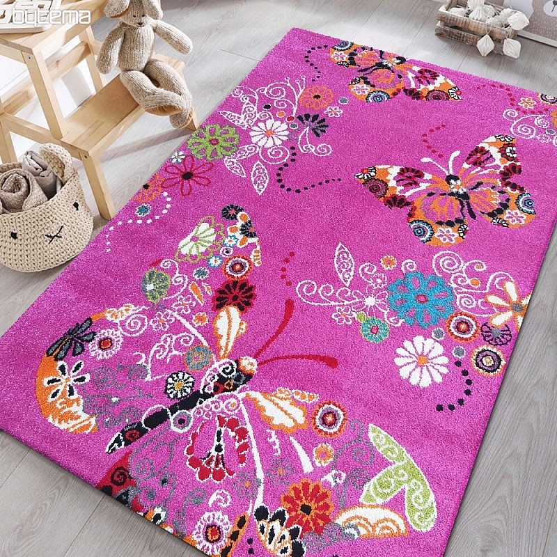 Tapis enfant MONDO 114 papillons - rose